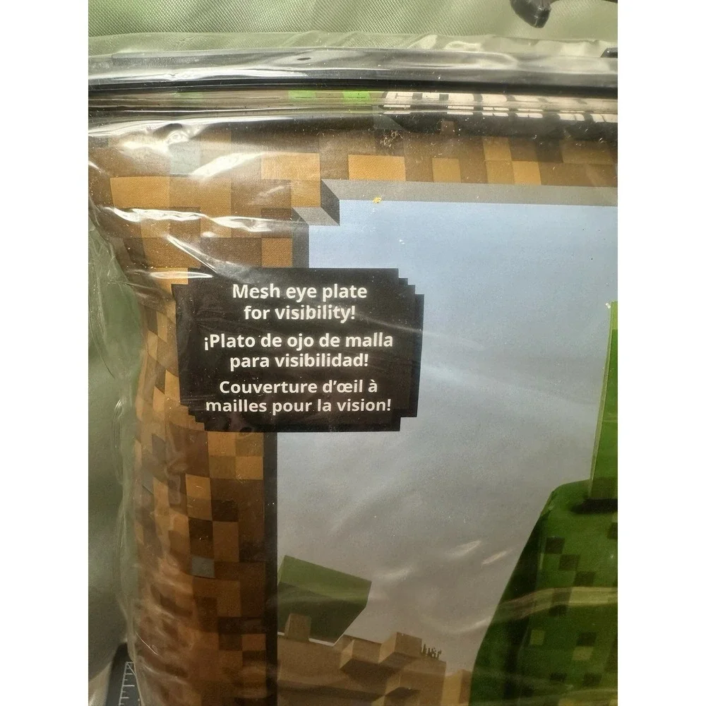 Minecraft Creeper Child Costume, Size M (7-8), Mask And Body, crack In Mask NEW - Picture 3 of 9